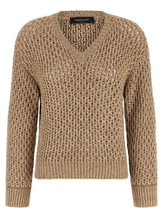 Mouliné Yarn Sweater Sweaters And Cardigans Brown