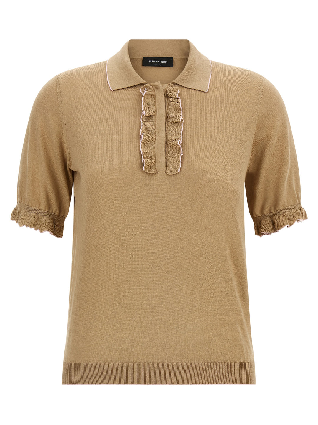 Fabiana Filippi Cotton Silk  Shirt Polo - Beige | cfdf9e9f8ba9a21862c447535d1314f468ef1e2a