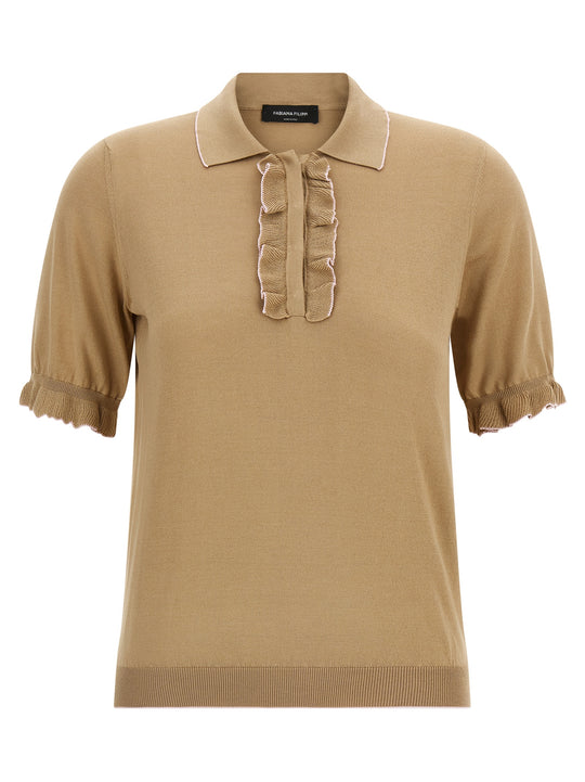 Cotton Silk Shirt Polo Beige