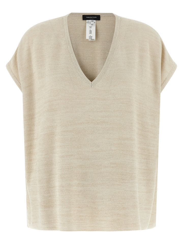 Fabiana Filippi Lamé Thread Sweater Sweaters and Cardigans - Gold | 6441836ea83ecf2b0632acd99863246ffcb8743f