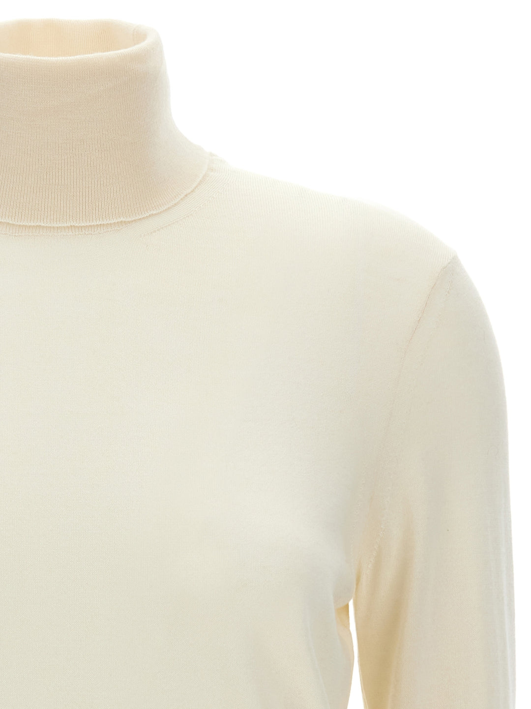 Silk Cashmere Turtleneck Sweater Sweater, Cardigans White