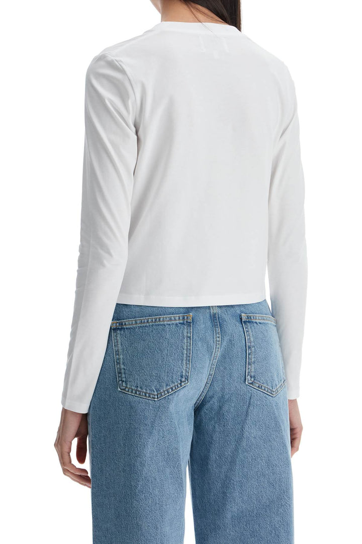 Cropped Long Sleeve T Shirt White In Organic Cotton