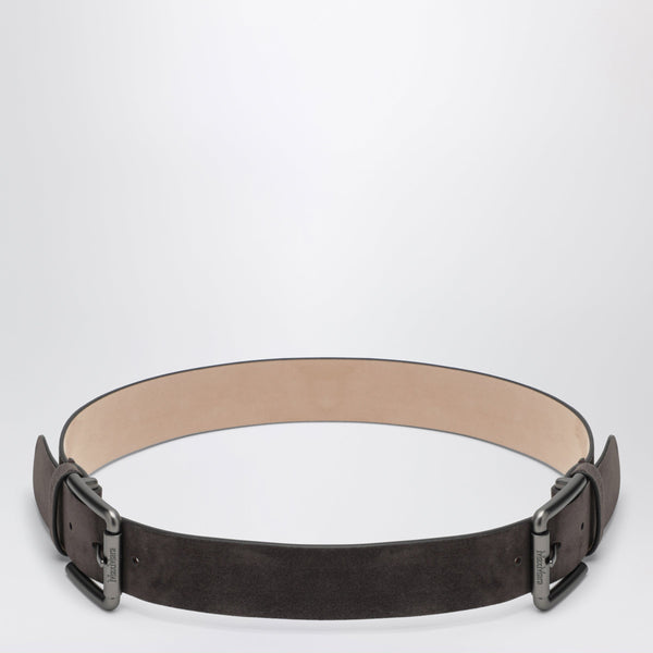 Brown Studded Belt In Suede