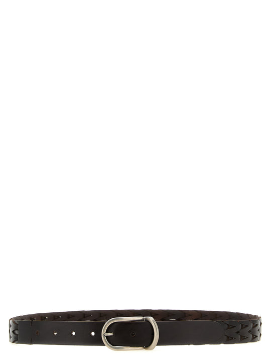 Braided Leather Belt Belts Brown