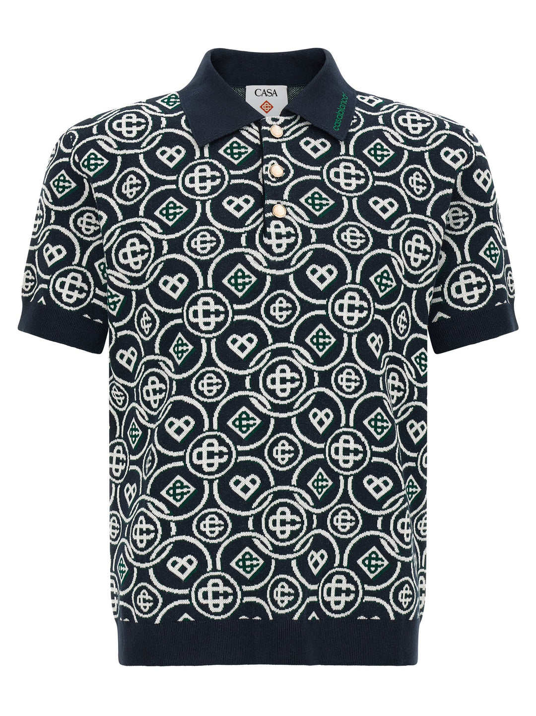 Casablanca Monogram Polo - Blue | bd6f62cba9f5bda38f7daa08c908569daccfaac8