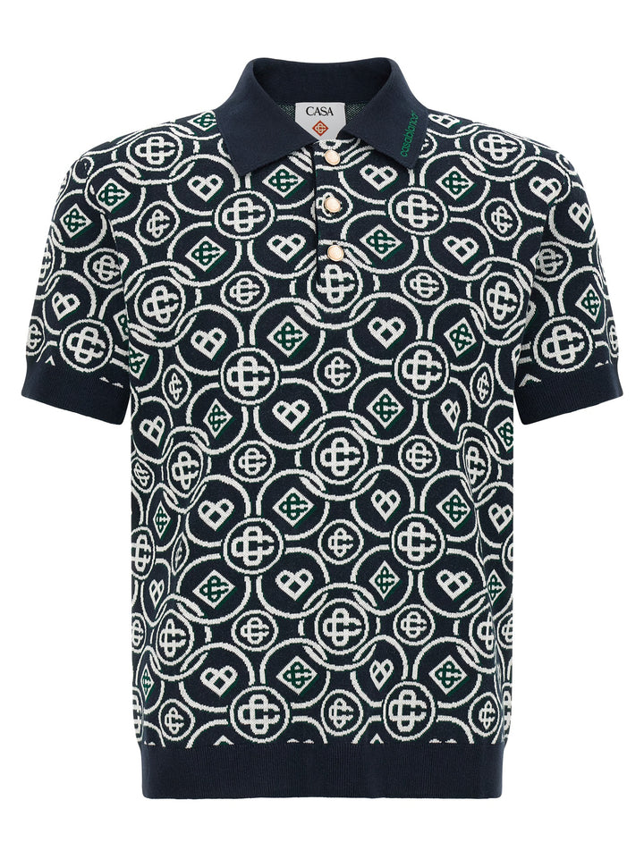 Casablanca Monogram Polo - Blue | bd6f62cba9f5bda38f7daa08c908569daccfaac8