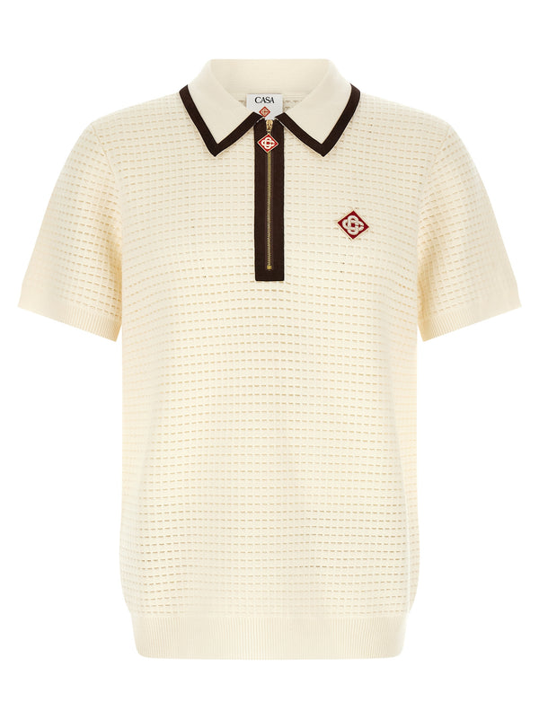 Waffle Stitch Polo White
