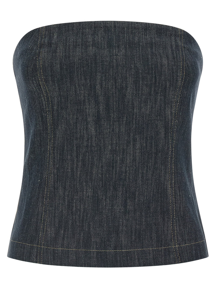 Brunello Cucinelli Denim Top Tops - Blue | 73c83e8ee76930fbd21da3d98d2440656ebd36d0