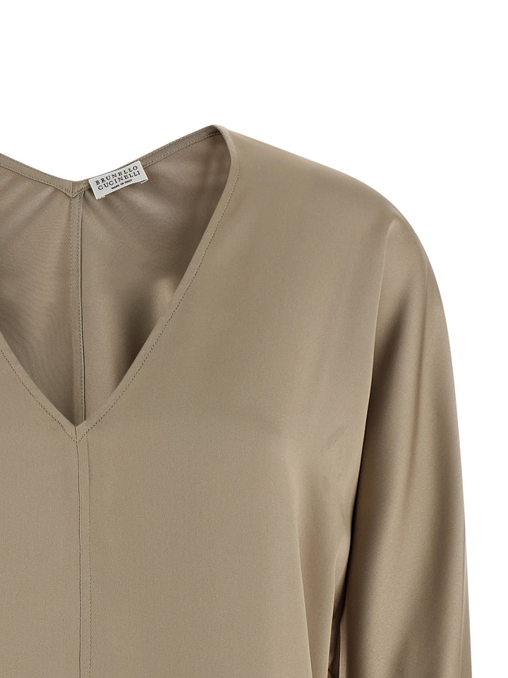 Brunello Cucinelli Silk Blouse Shirt and Blouse - Beige | 111f6409502d2db4775341d8ba5c8d7c88db1a6e