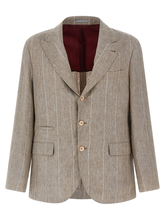 Striped Blazer Beige