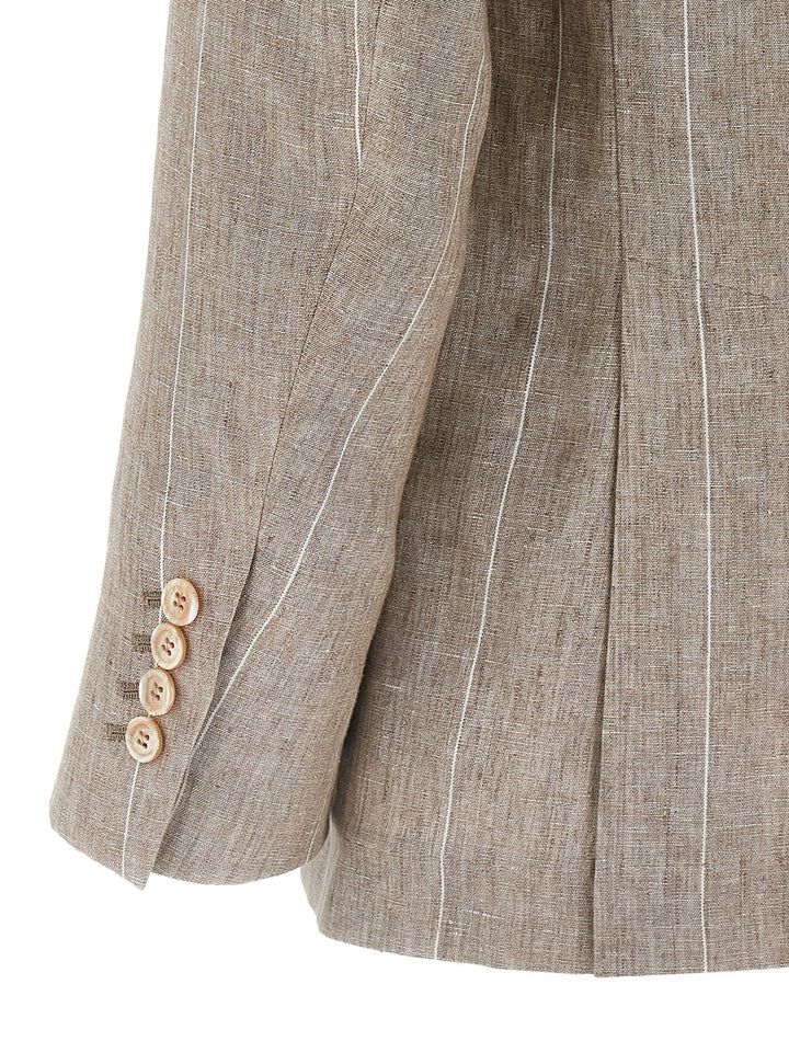 Brunello Cucinelli Striped Blazer - Beige | 13d201a1f426faae1cd09573b22830ae9492df08