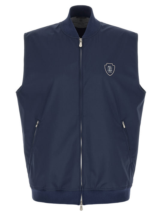 Logo Nylon Vest Gilet Blue