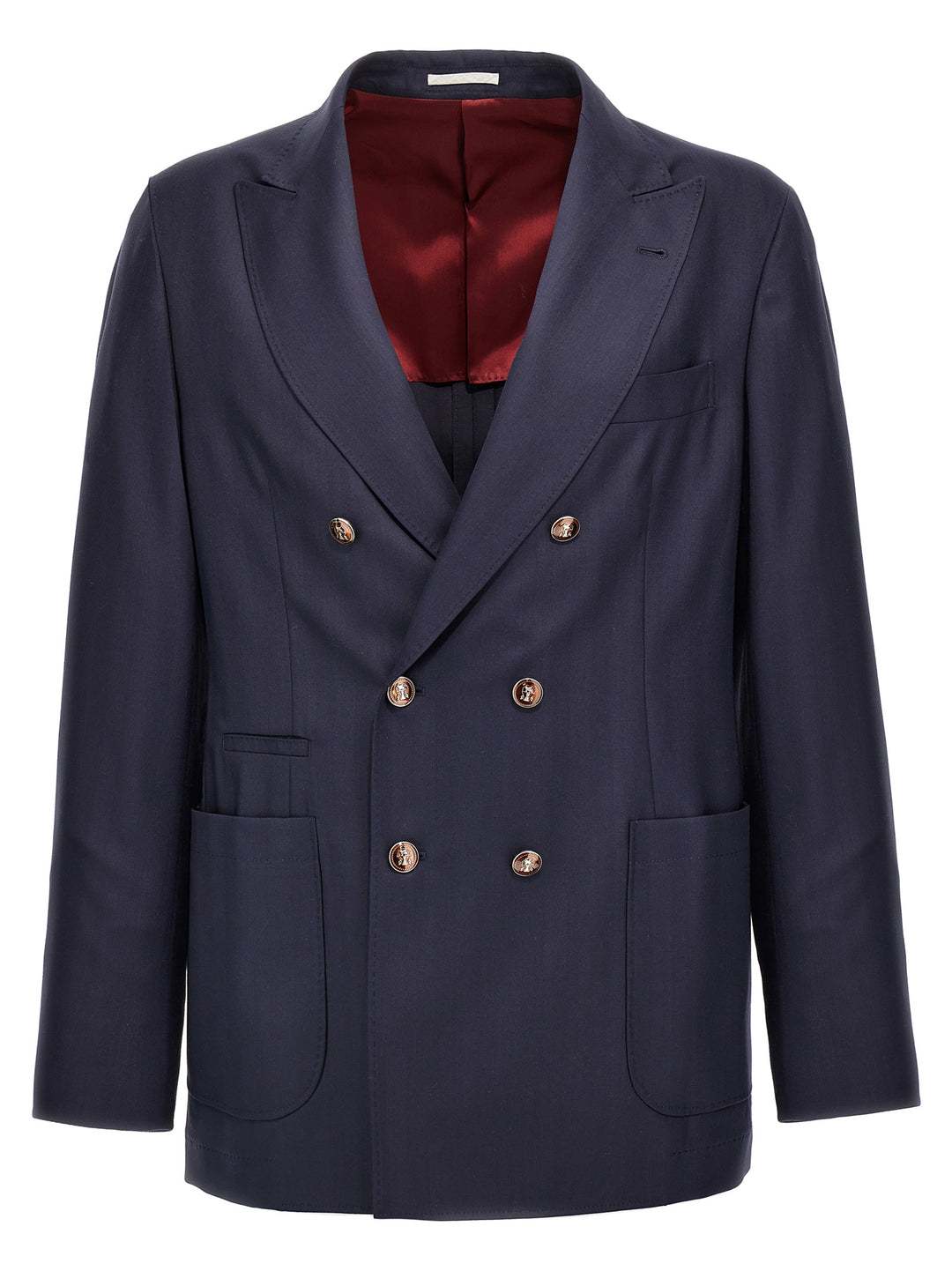 Twill Double-Breasted Blazer Blue