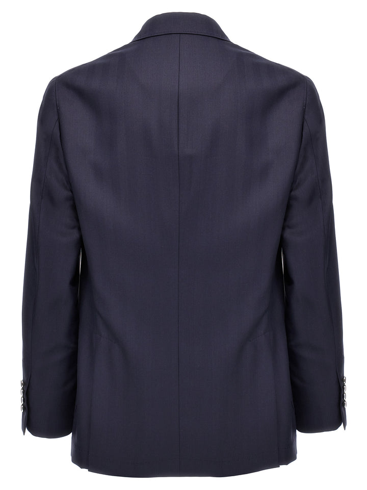 Twill Double-Breasted Blazer Blue