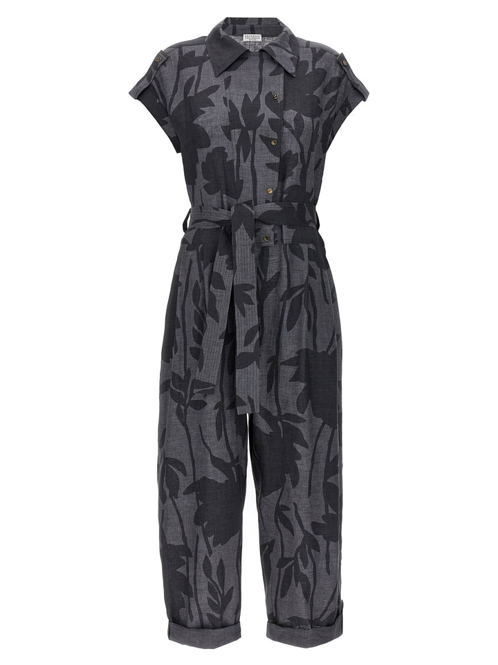 Flower Jumpsuit Jewelry Gray