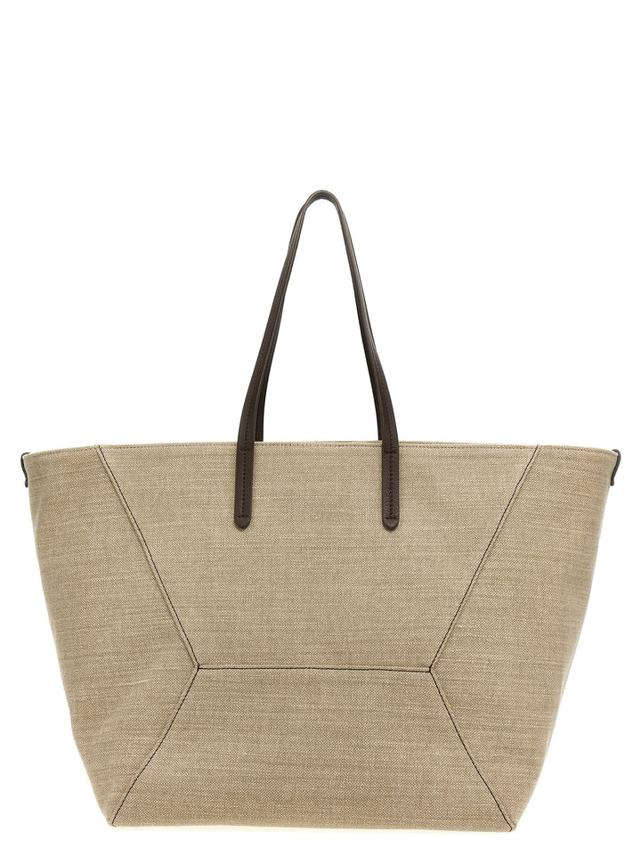 Large Canvas Shopping Bag Tote Bag Beige