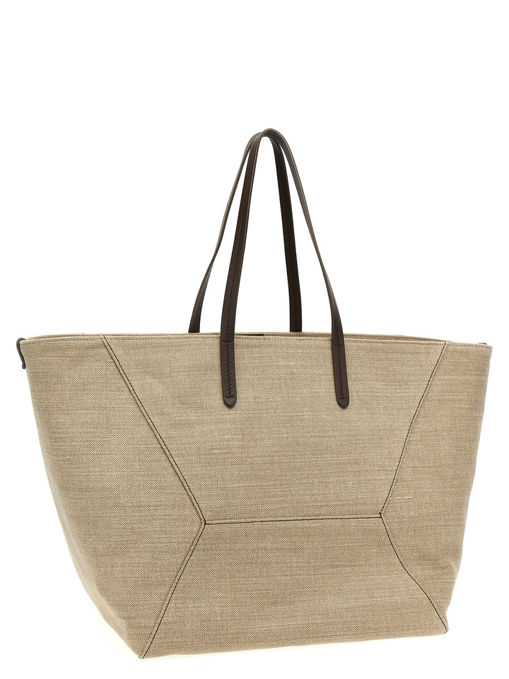 Large Canvas Shopping Bag Tote Bag Beige