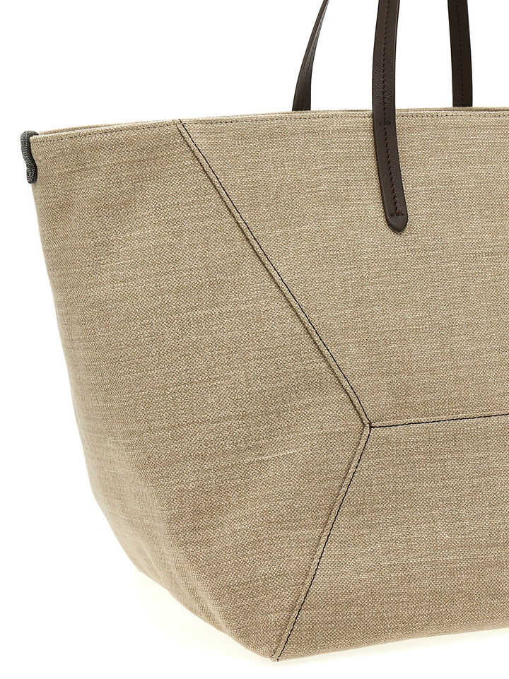 Large Canvas Shopping Bag Tote Bag Beige