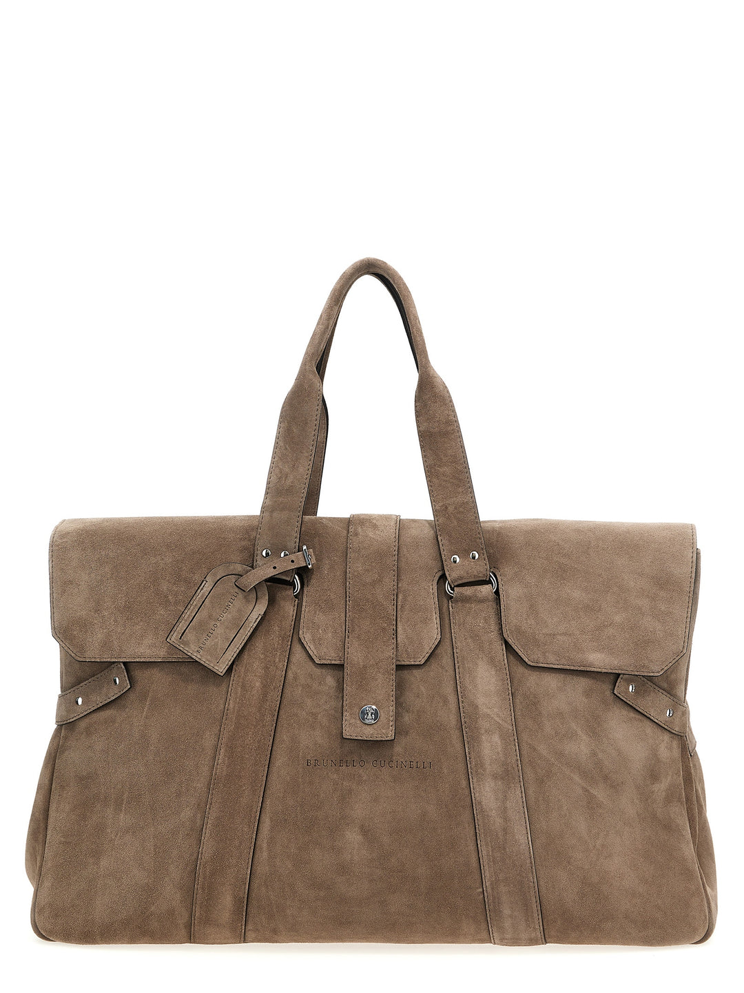 Logo Suede Duffel Bag Lifestyle Beige