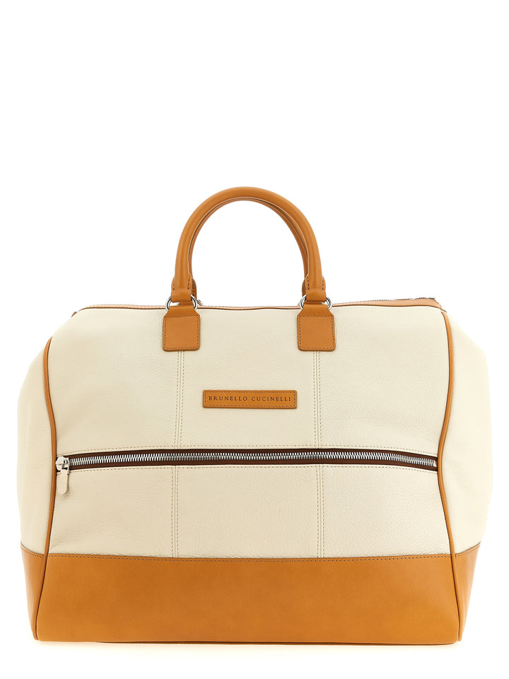 Brunello Cucinelli Leather Duffel Bag Home & Lifestyle - Beige | ff4f37a529ce0e476eb6f668053591a44b079e55