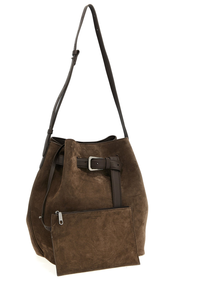 Bucket Sartorial Shoulder Bags Brown