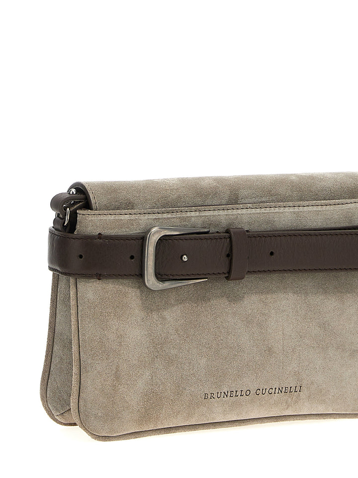 Belt Detail Shoulder Bags Gray