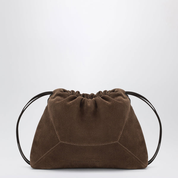 Caramel Suede Bc Duo Pouch Bag With Monile