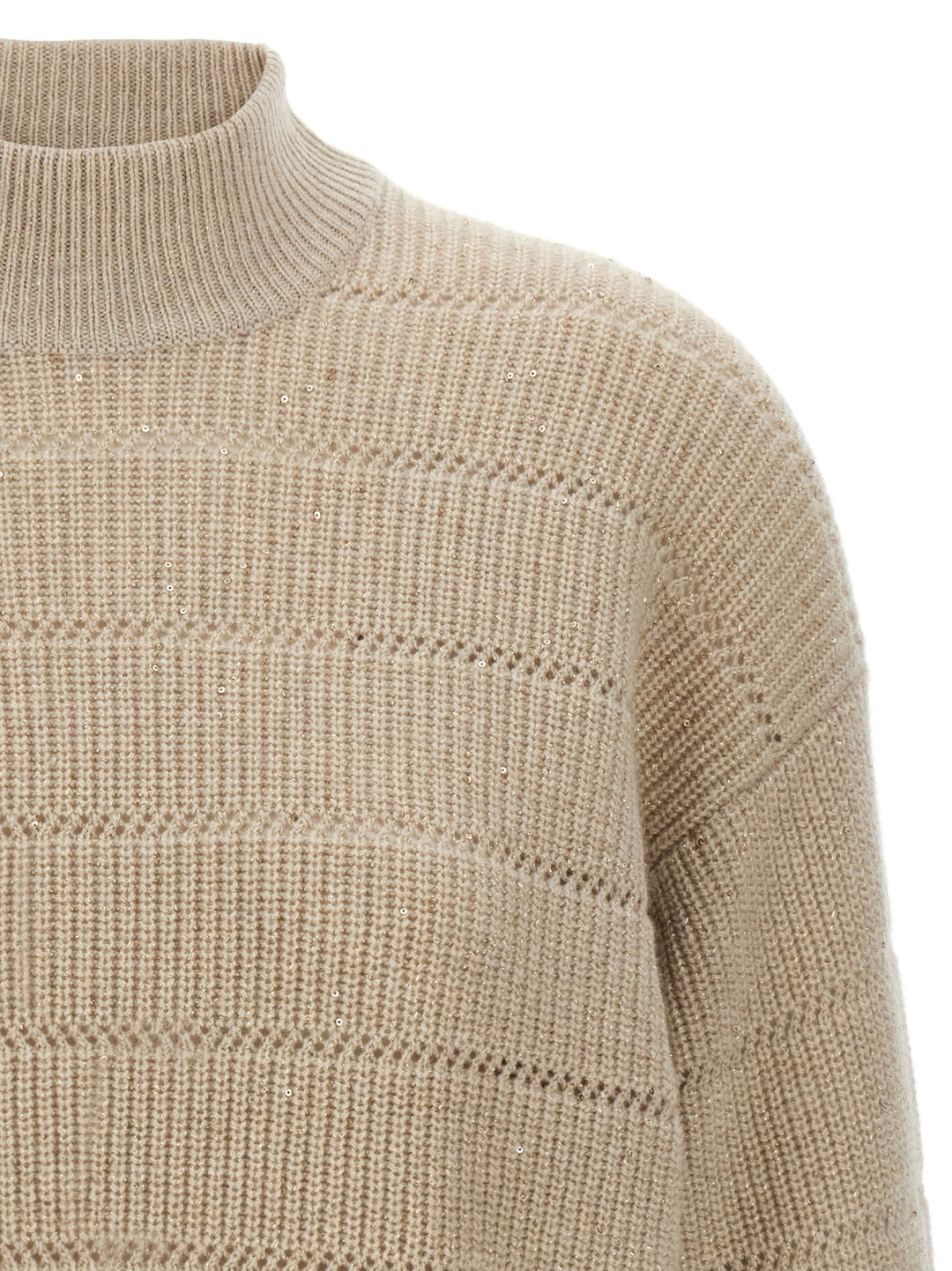 Brunello Cucinelli Rustic Dazzling Net Sweaters and Cardigans - Beige | 803c9064196d2f3f17ccc22636d503a2aa202a4b