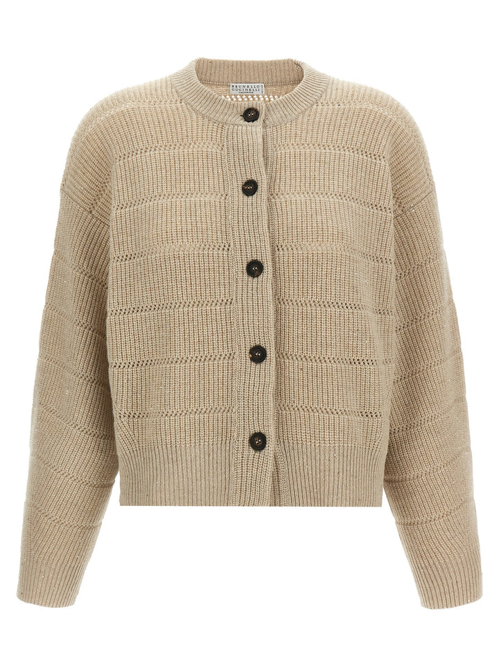 Brunello Cucinelli Rustic Dazzling Net Sweaters and Cardigans - Beige | 65236c99ac2f69a41e80d565bda7a8c71581148f