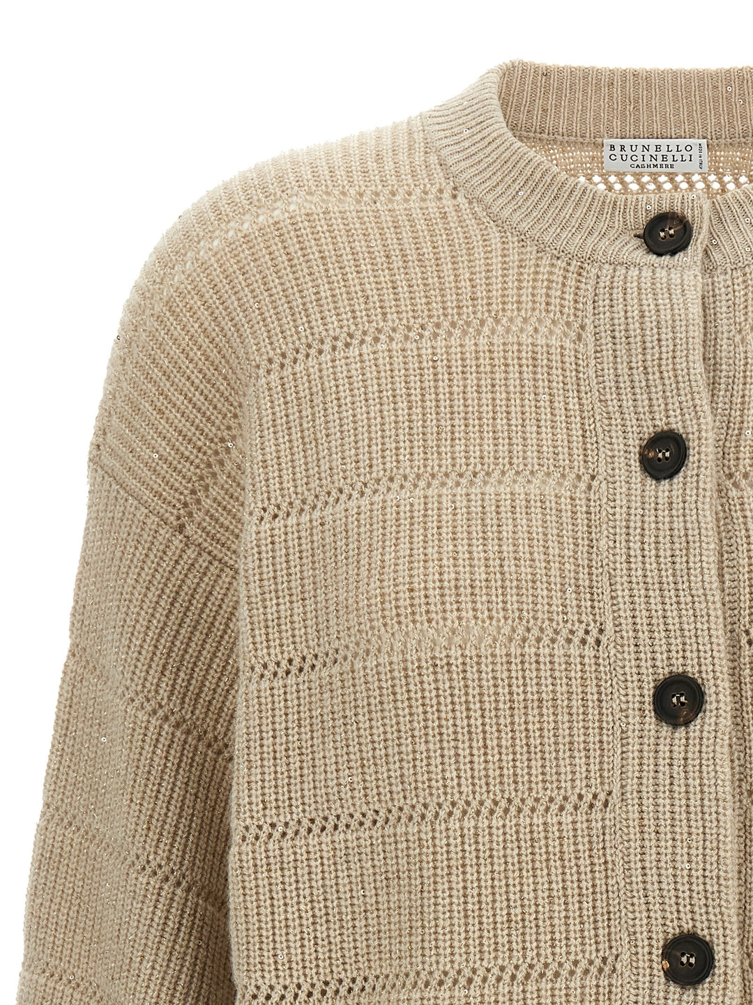 Brunello Cucinelli Rustic Dazzling Net Sweaters and Cardigans - Beige | 23da141edade97ed71fed31465de1cd4ba3f7e05