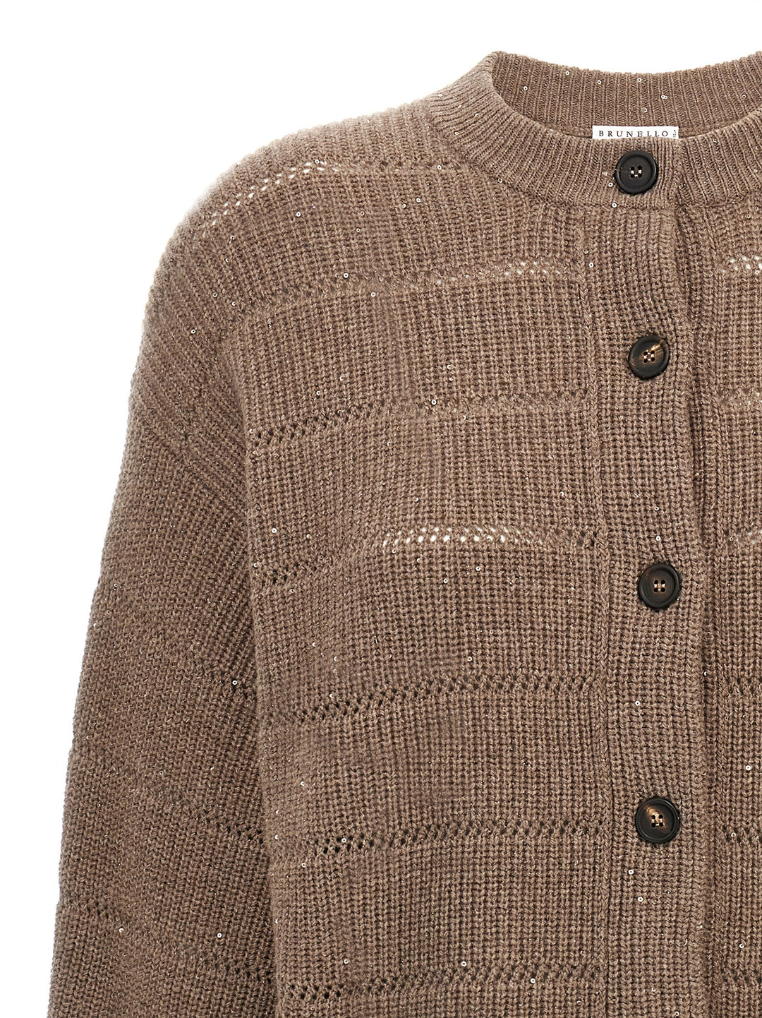 Brunello Cucinelli Rustic Dazzling Net Sweaters and Cardigans - Brown | 888d55227c7c28cd53972686474a3e04f176a8c9