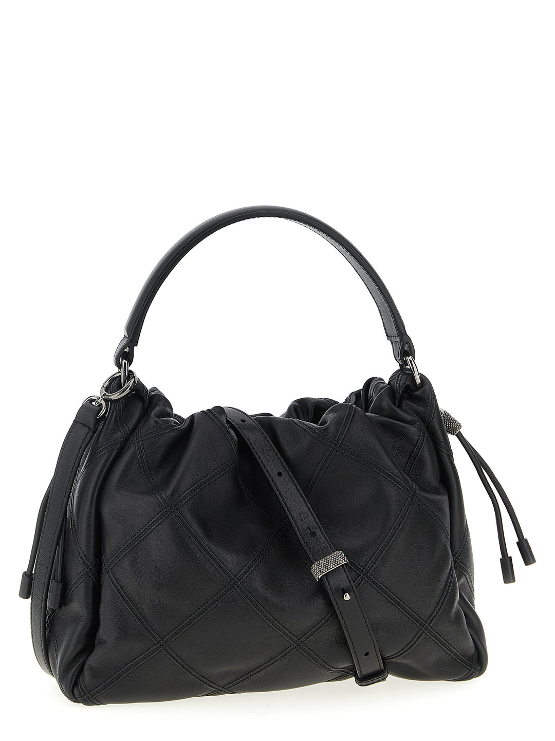 Brunello Cucinelli Bucket Mellow Hand Bags - Black | 060bb0b464ade33e7be40f574851630dc9f4d6ce
