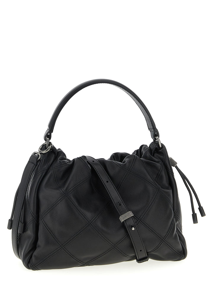 Brunello Cucinelli Bucket Mellow Hand Bags - Black | 060bb0b464ade33e7be40f574851630dc9f4d6ce
