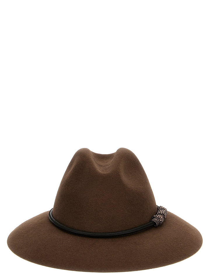 Jewel Detail Hat Hats Brown