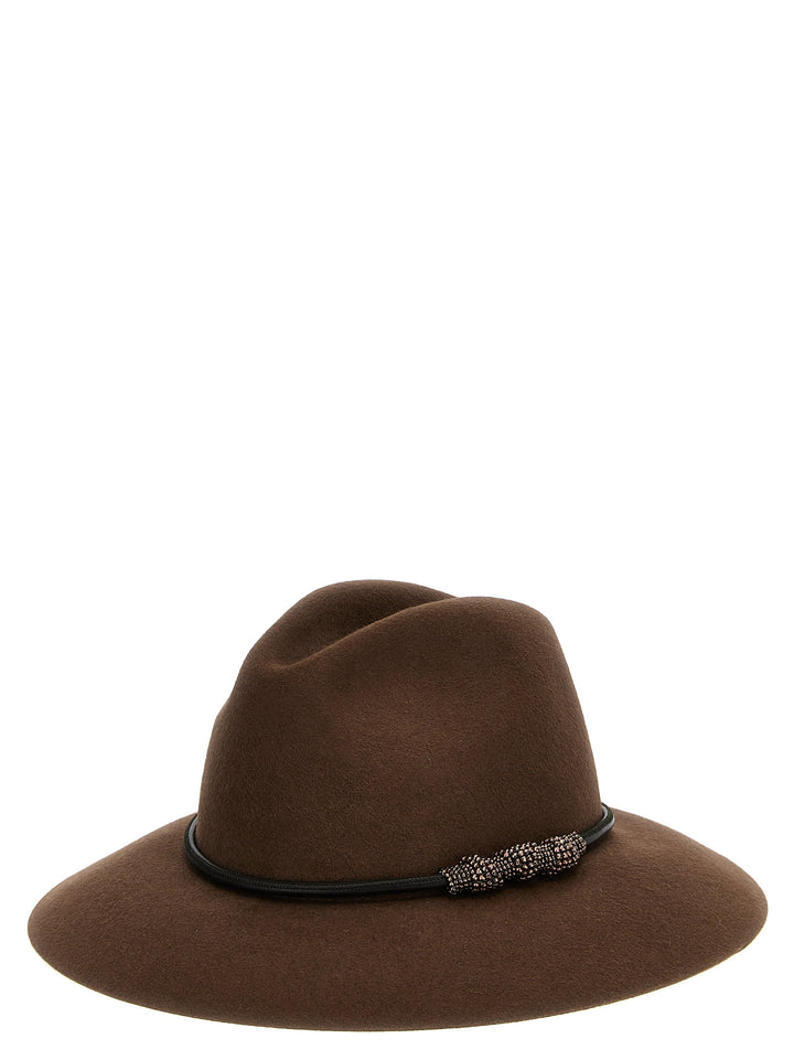 Jewel Detail Hat Hats Brown