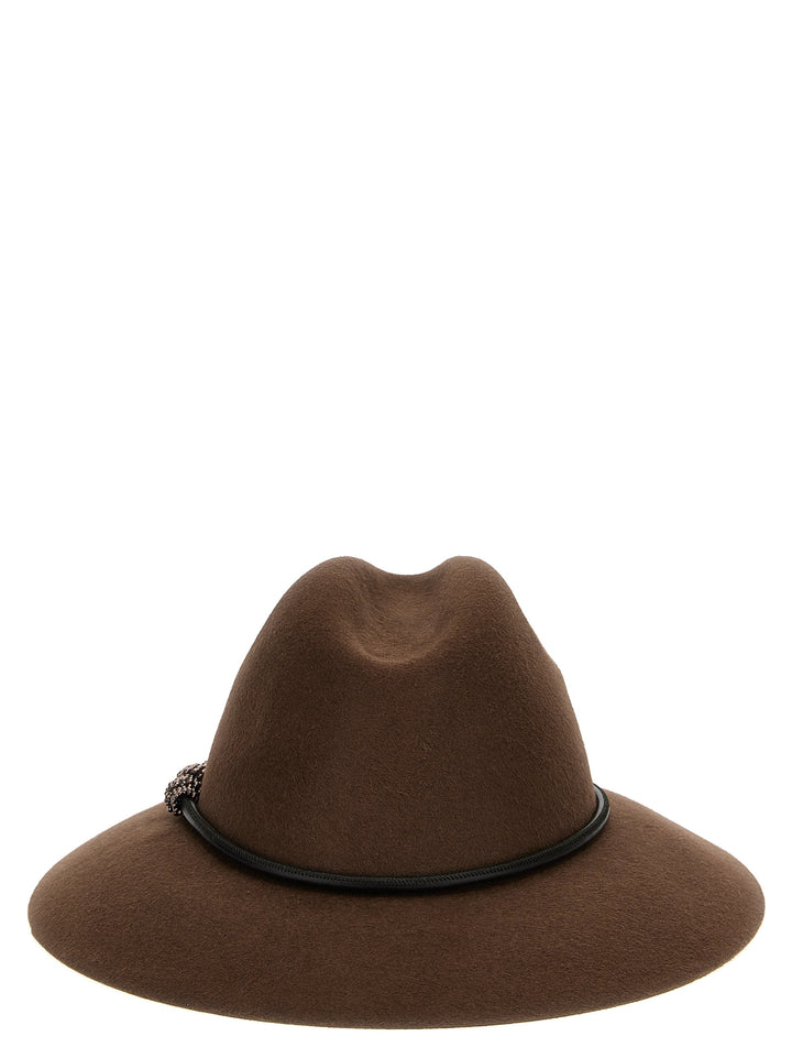 Jewel Detail Hat Hats Brown