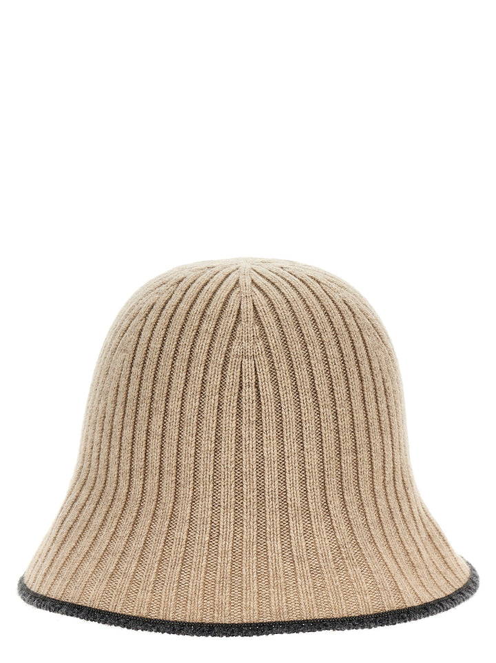 Ribbed Knit Bucket Hat Hats Beige