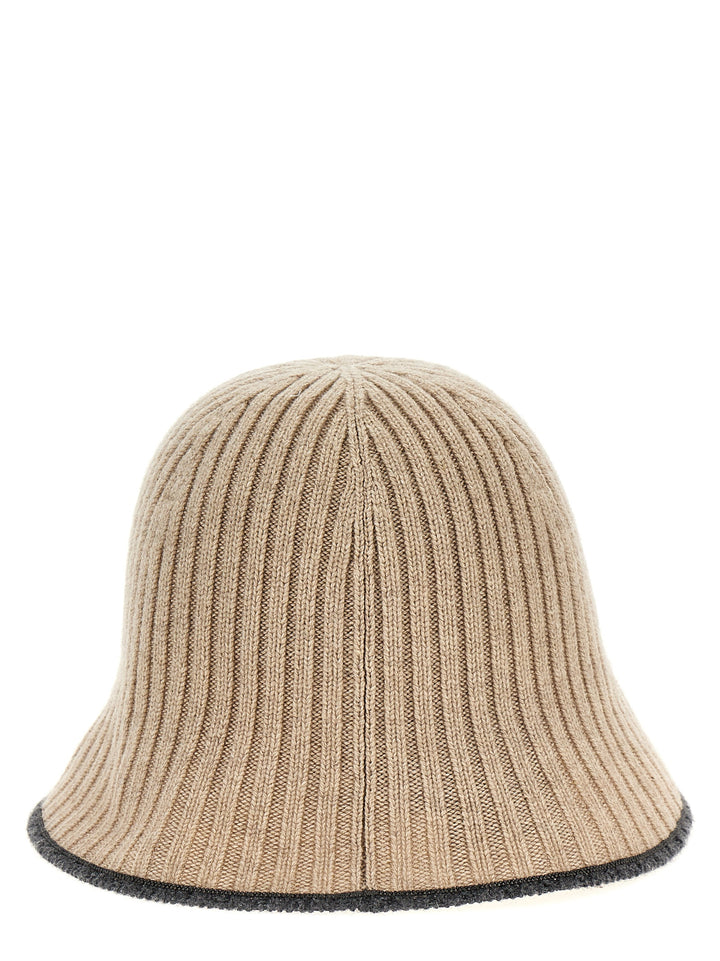 Ribbed Knit Bucket Hat Hats Beige