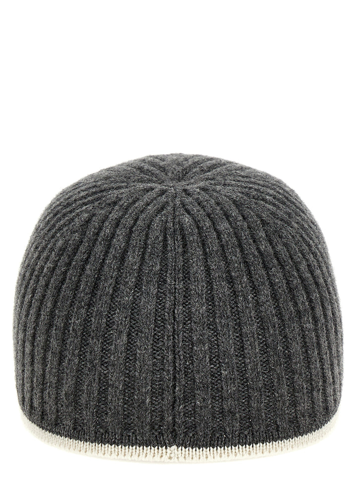 Ribbed Knit Cap Hats Gray