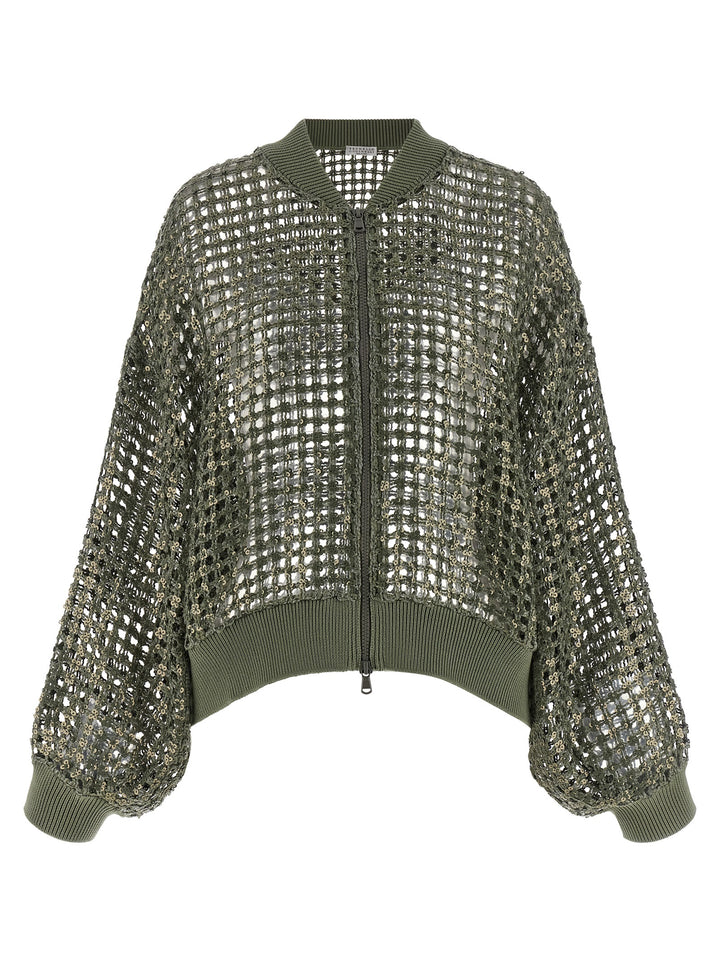 Brunello Cucinelli Dazzling Net Embroidery Sweaters and Cardigans - Green | 132a0e74ecf65d069724127e259d86d59098f42f