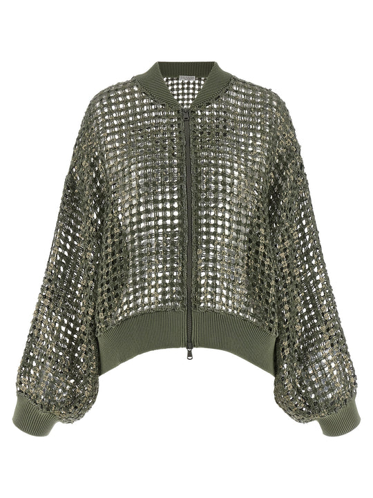 Dazzling Net Embroidery Sweaters And Cardigans Green