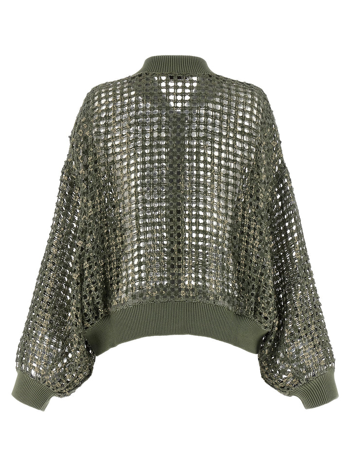 Brunello Cucinelli Dazzling Net Embroidery Sweaters and Cardigans - Green | 9ed1c682f0215136e8c608c75adeb69c8ca42eb7