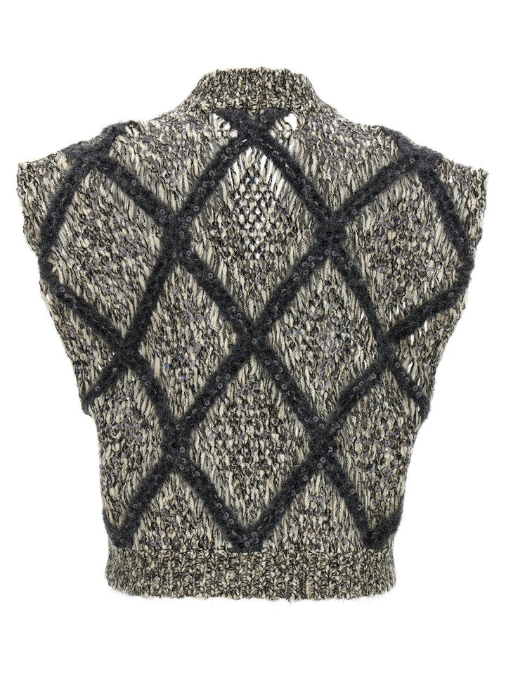 Sequin Vest Gilet Gray