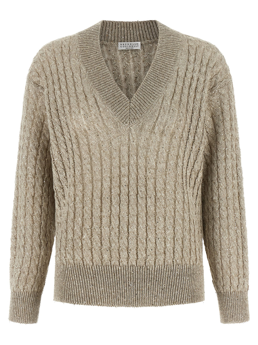 Brunello Cucinelli Micro Sequin Sweater Sweaters and Cardigans - Beige | 79f90e8d396052907de2103750560b9e18ebfac6