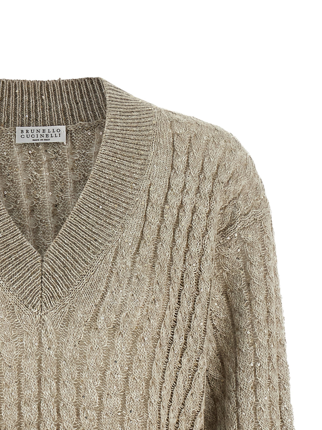 Brunello Cucinelli Micro Sequin Sweater Sweaters and Cardigans - Beige | dfbdc06db4c658c557a0ea7ed5831933c5af472f