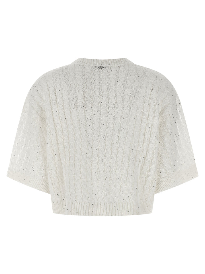 Brunello Cucinelli Dazzling Cable Sweaters and Cardigans - White | 3dc644bc67b6b85da6ff5b9540bf68d850575944