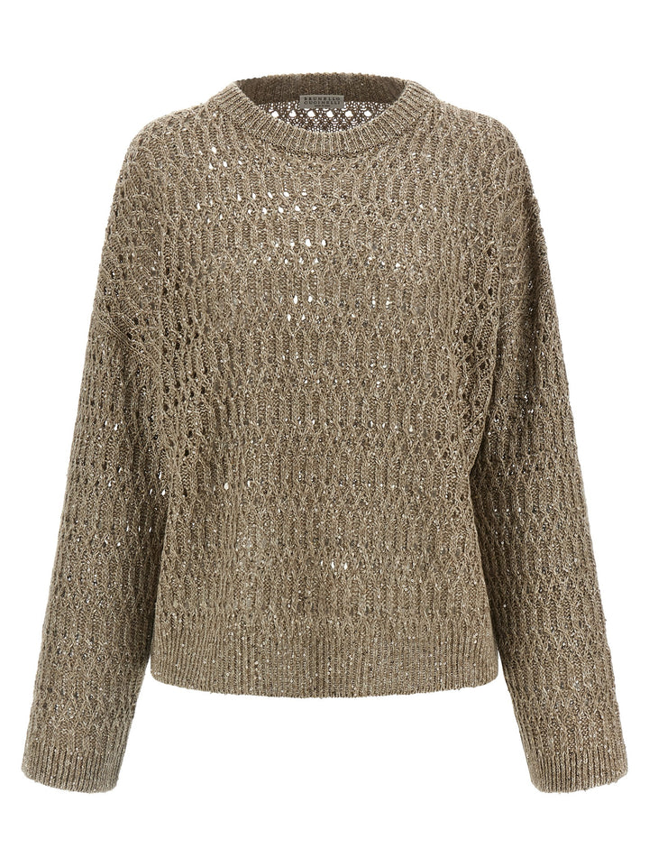 Brunello Cucinelli Micro Sequin Sweater Sweaters and Cardigans - Beige | 5a896920970b99cf4d57b5e50145701f9b900c90