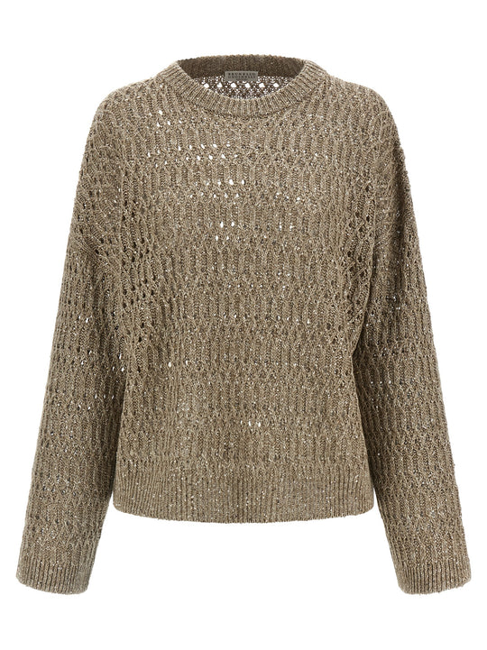Micro Sequin Sweater Sweaters And Cardigans Beige