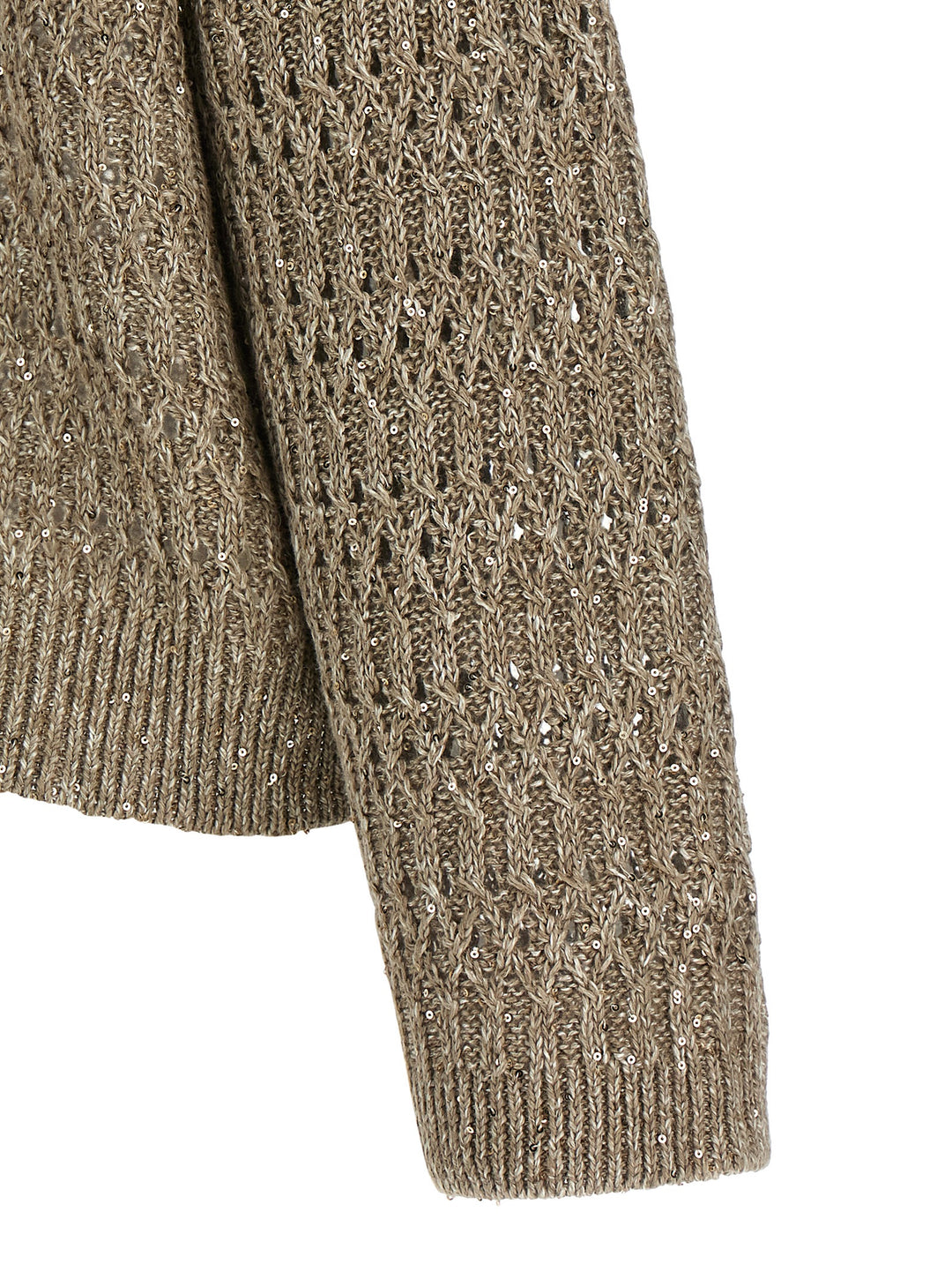 Brunello Cucinelli Micro Sequin Sweater Sweaters and Cardigans - Beige | ec88b1fb65b86eb7dba88ec2bf28a60fb4ac5ba2