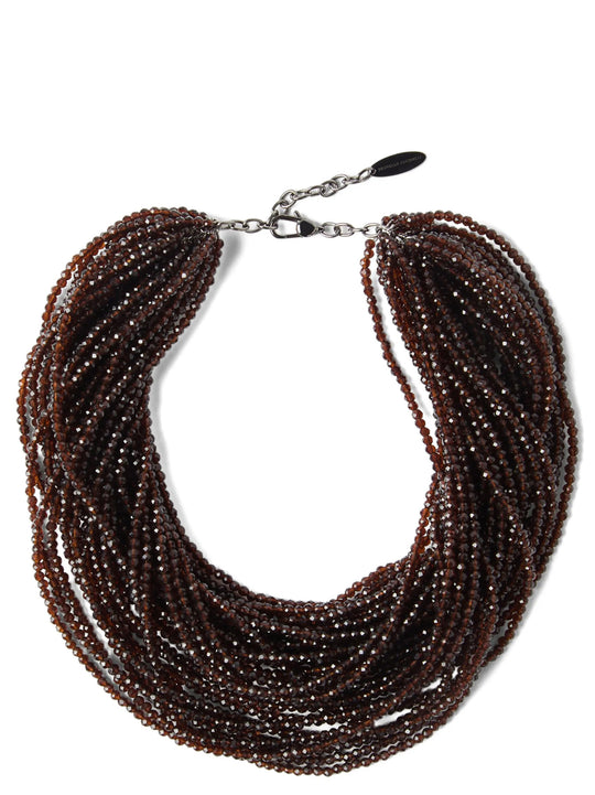 Glass And Silver Chocker Jewelry Brown